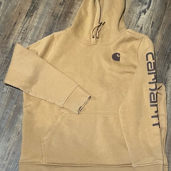 Carhartt Tops - Carhartt Tan Hoodie with Logo Accents